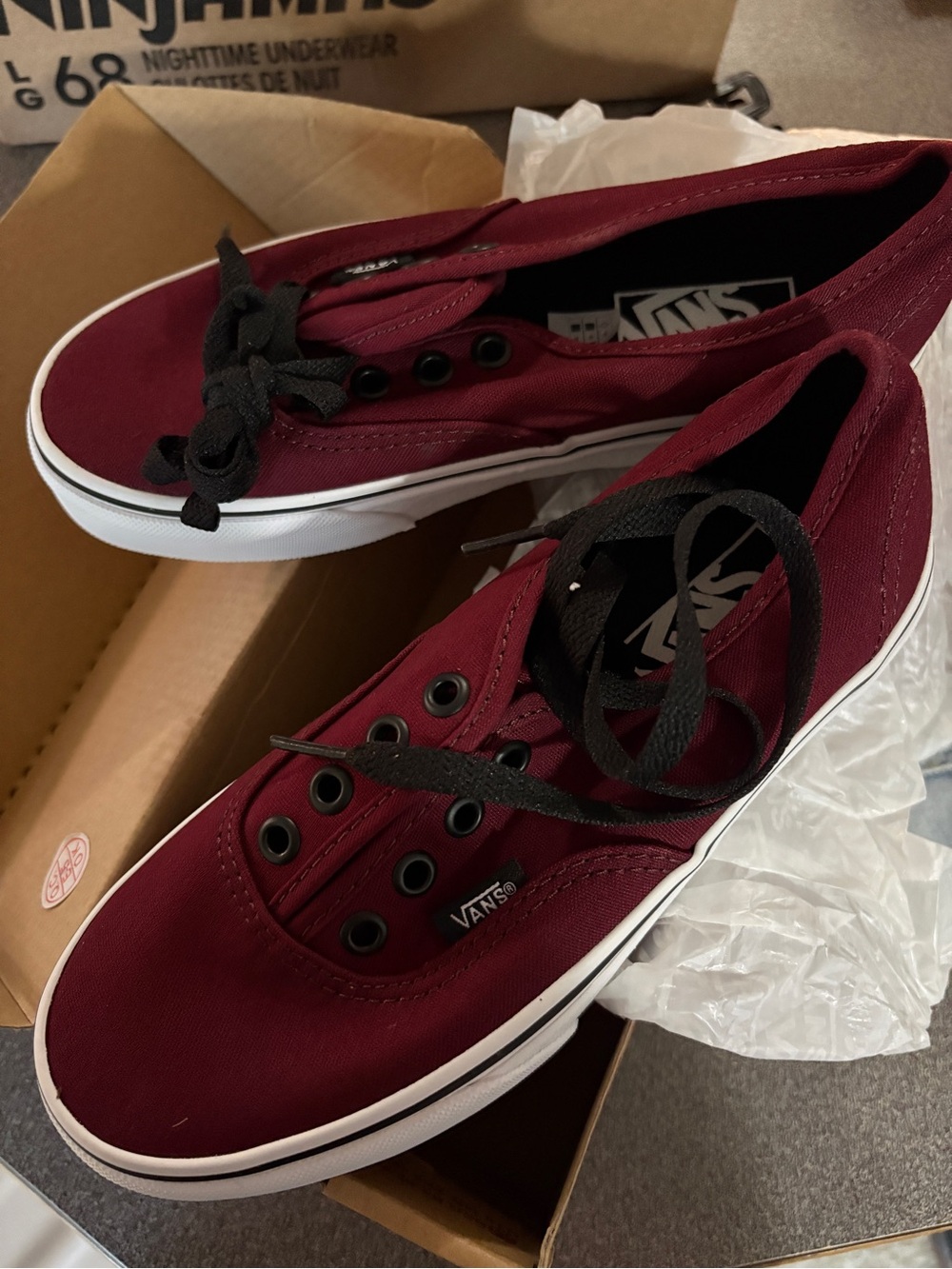 Vans Maroon Canvas Sneakers with Black Laces